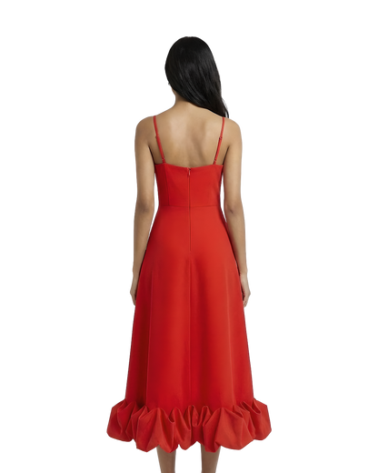 Scarlet Ruffle Hem Midi Dress