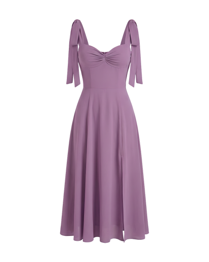 Tie Strap Sweetheart Midi Dress