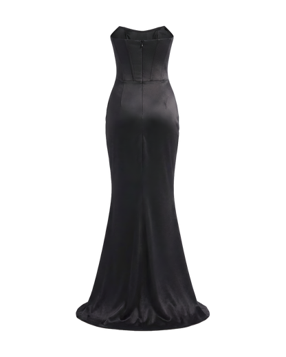 Strapless Satin Corset Maxi Dress