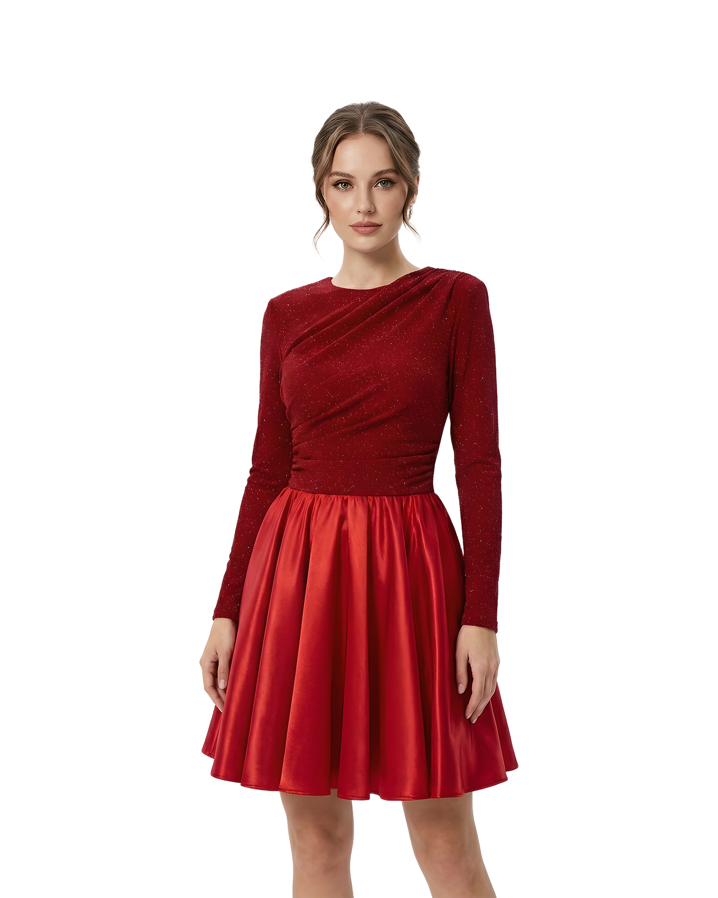 Glitter Bodice Flare Party Dress