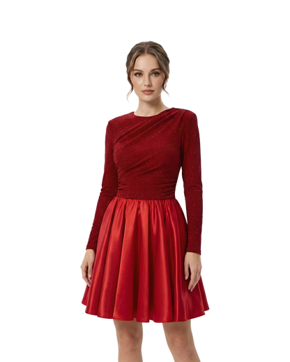 Glitter Bodice Flare Party Dress