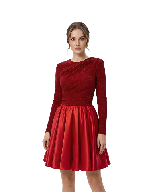 Glitter Bodice Flare Party Dress