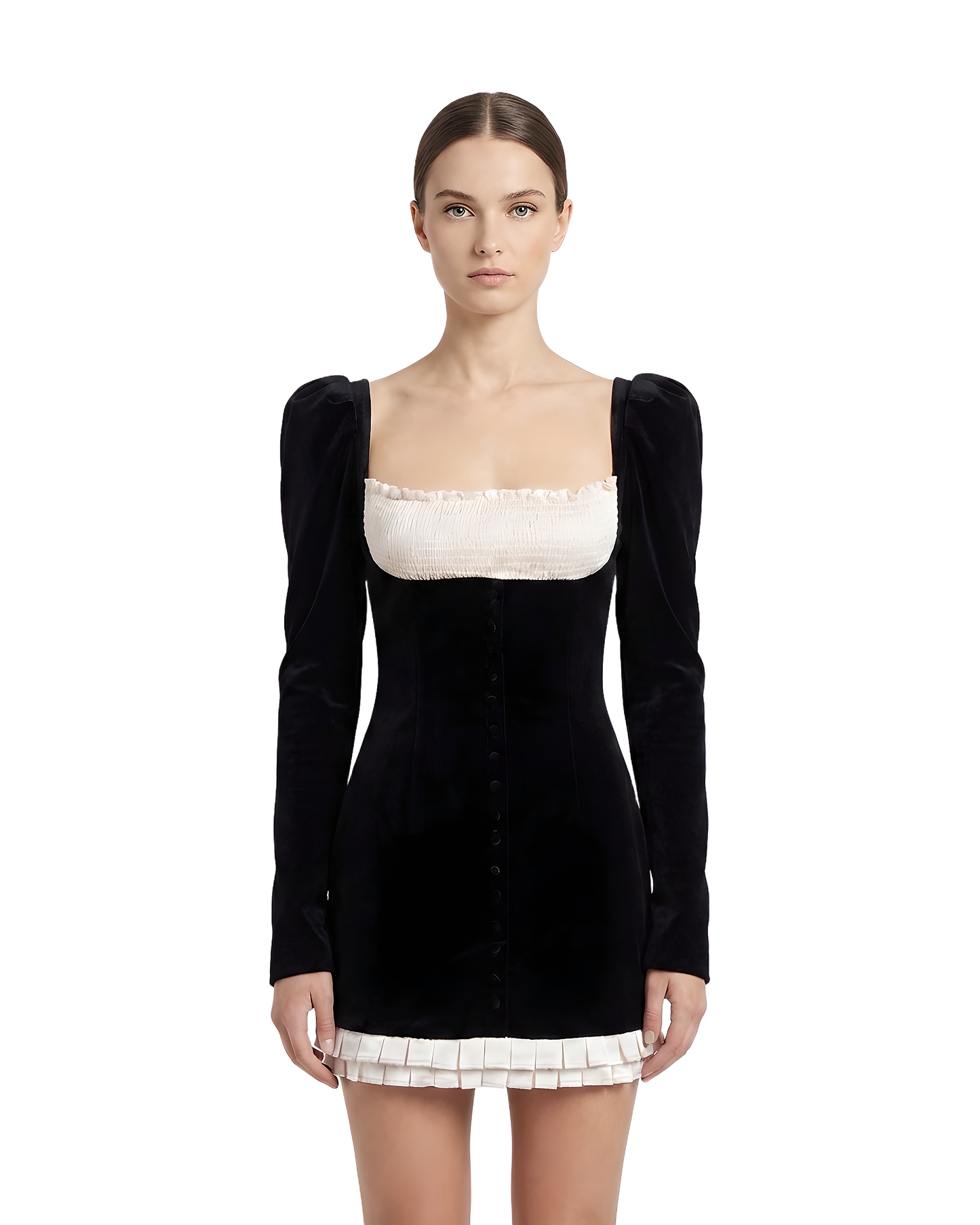 Velvet Puff Sleeve Mini Dress
