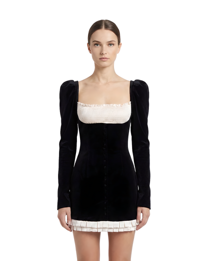 Velvet Puff Sleeve Mini Dress