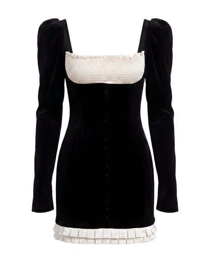 Velvet Puff Sleeve Mini Dress
