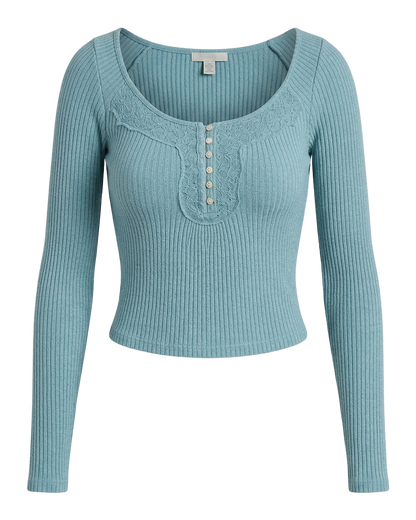 Ribbed Button Knit Crop Top