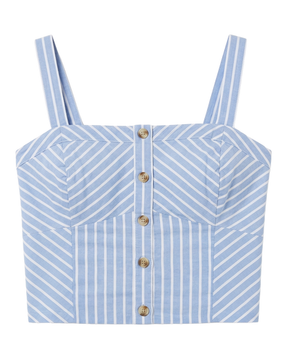Blue Striped Corset Crop Top