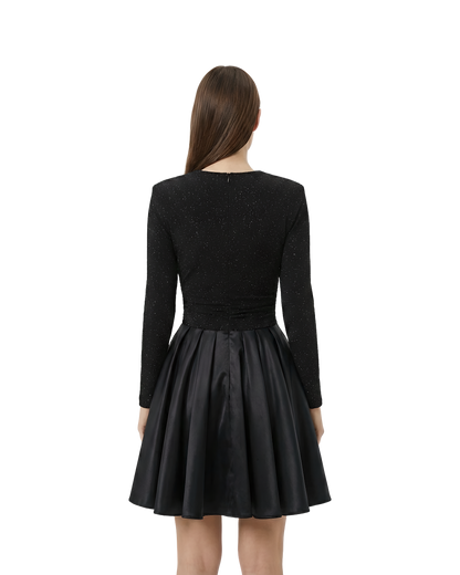 Glitter Bodice Flare Party Dress