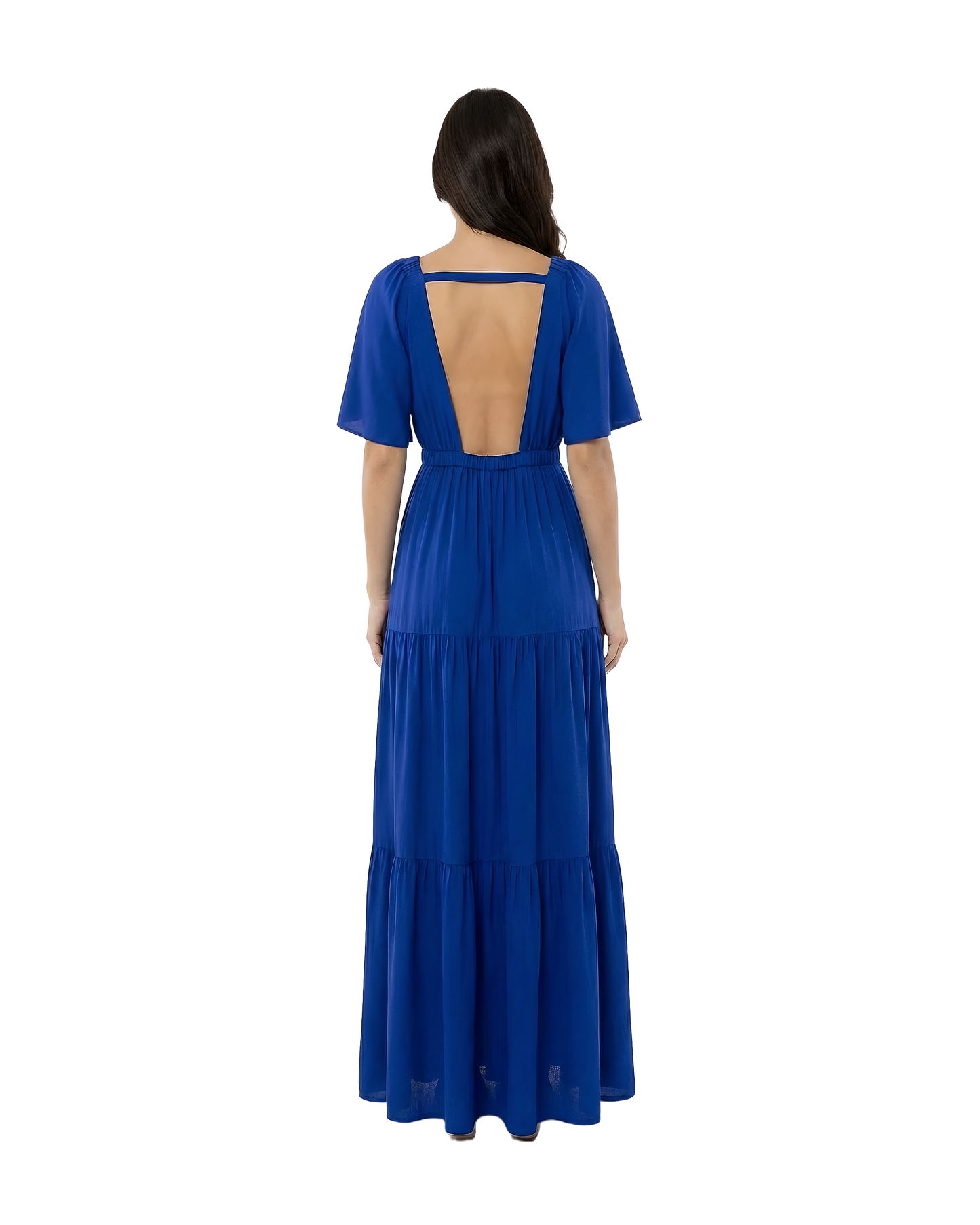 Deep V Tiered Maxi Dress