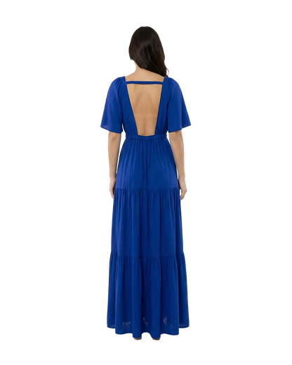 Deep V Tiered Maxi Dress
