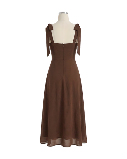 Tie Strap Sweetheart Midi Dress