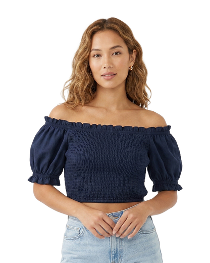 Off Shoulder Puff Sleeve Crop Top