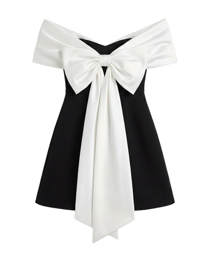 Off-Shoulder Bow Back Mini Dress