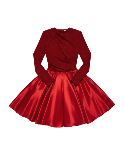 Glitter Bodice Flare Party Dress