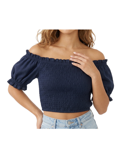 Off Shoulder Puff Sleeve Crop Top