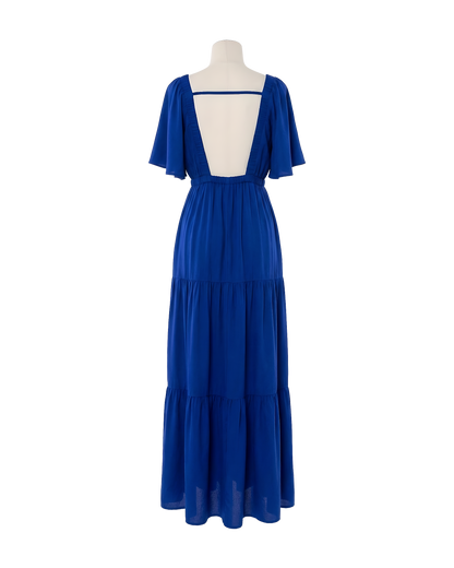 Deep V Tiered Maxi Dress