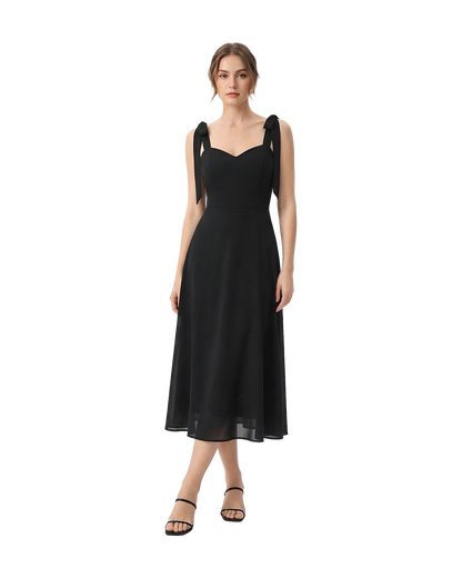 Tie Strap Sweetheart Midi Dress
