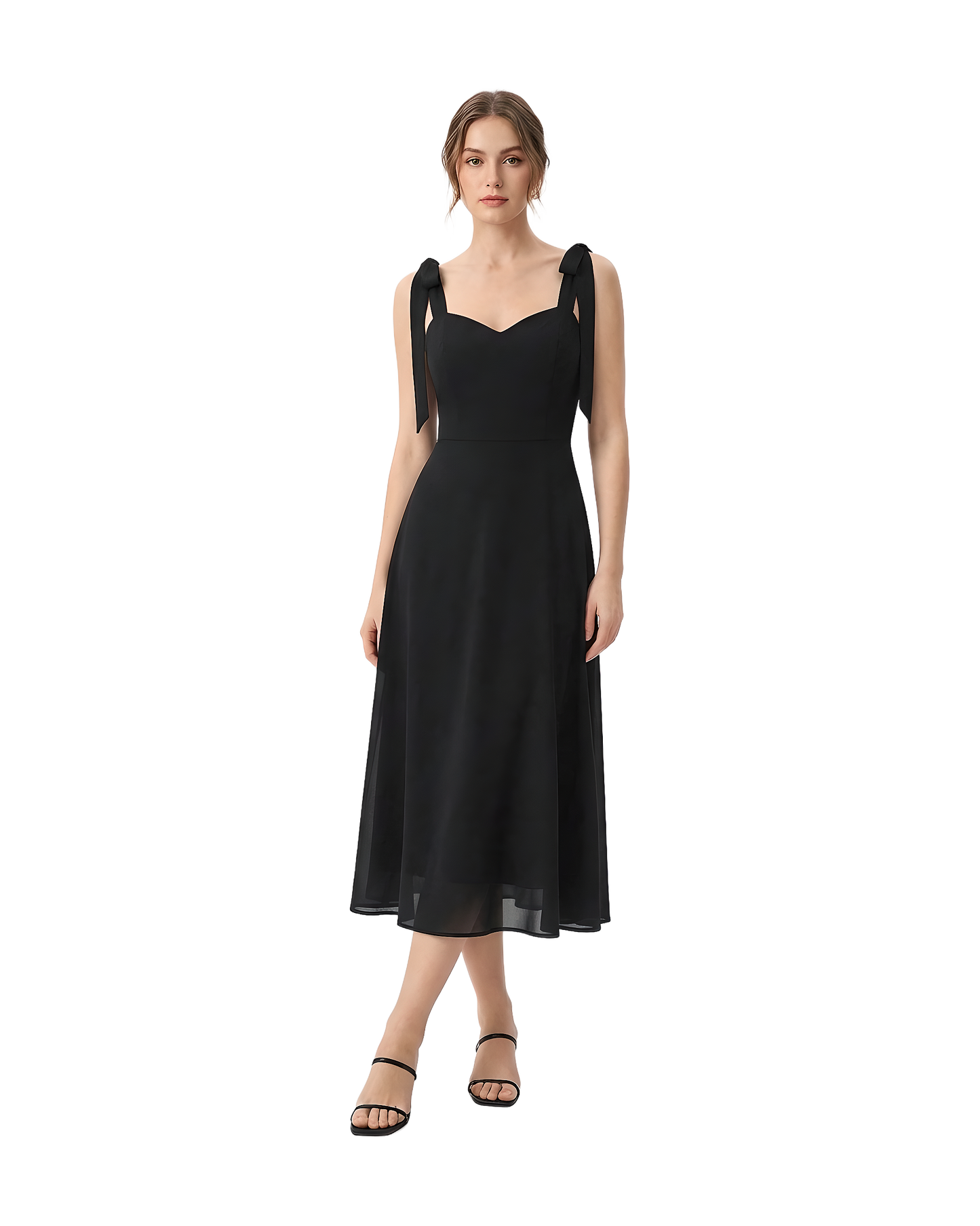 Tie Strap Sweetheart Midi Dress