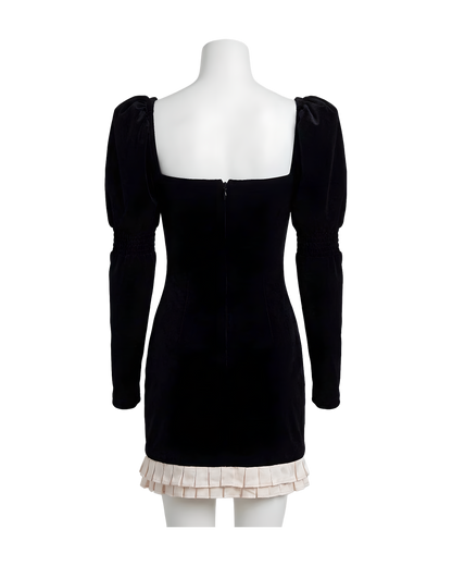 Velvet Puff Sleeve Mini Dress