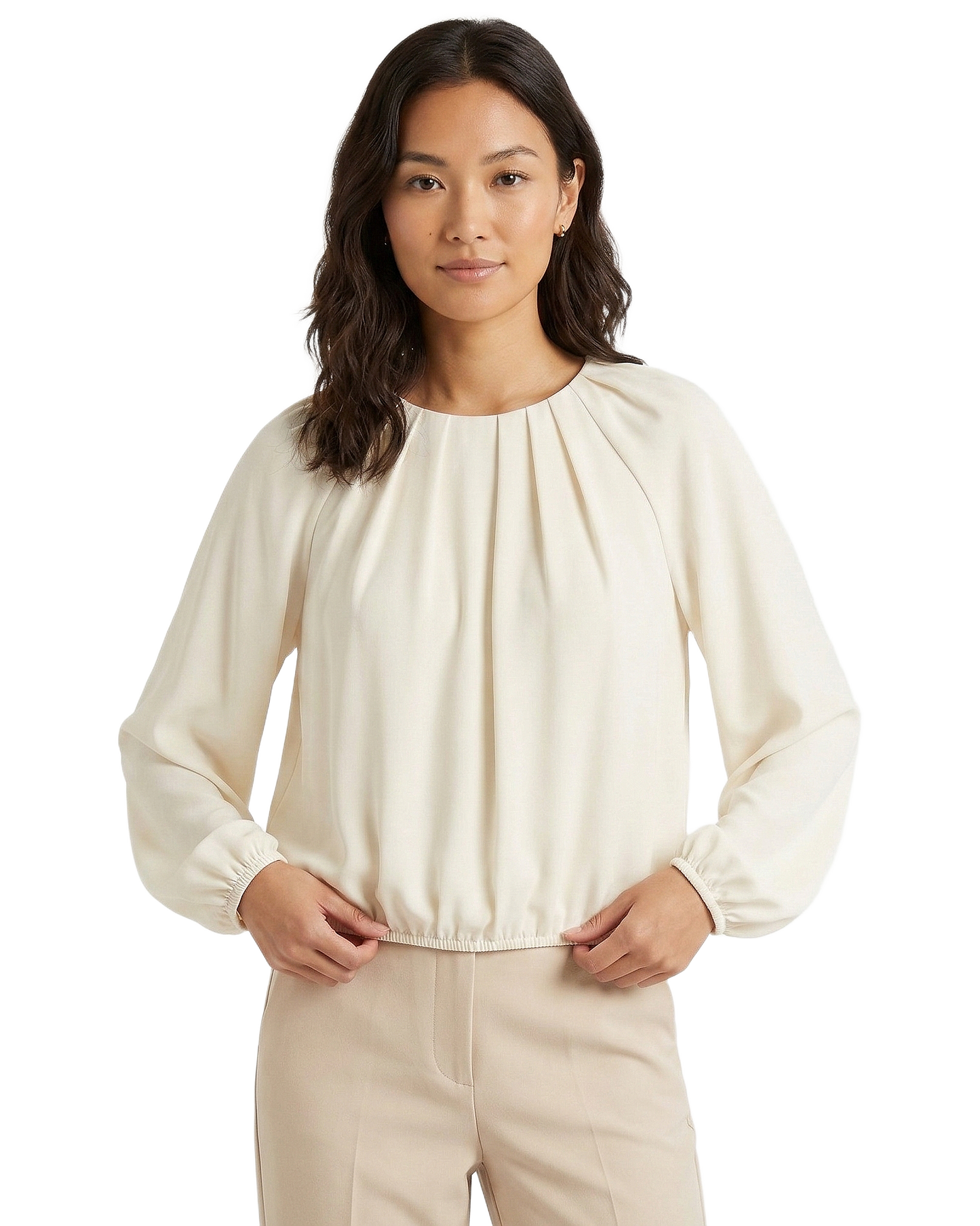Pleated Long Sleeve Top