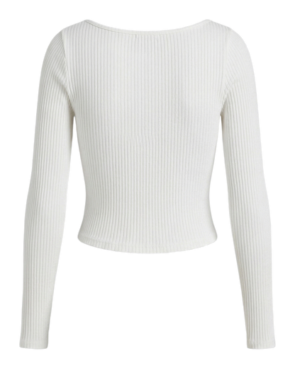 Ribbed Button Knit Crop Top