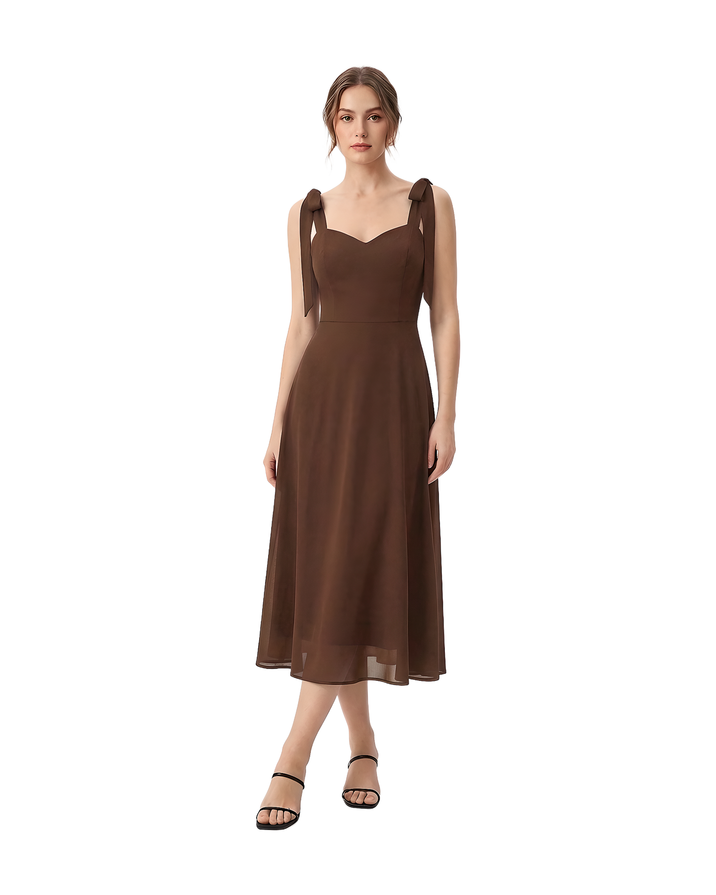 Tie Strap Sweetheart Midi Dress