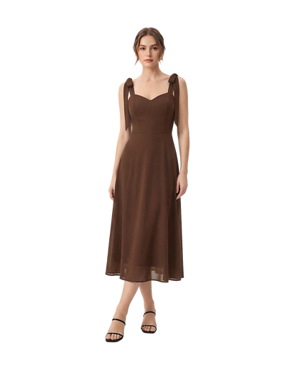 Tie Strap Sweetheart Midi Dress