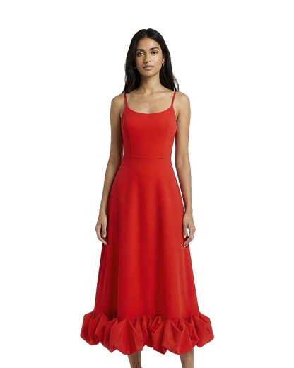 Scarlet Ruffle Hem Midi Dress