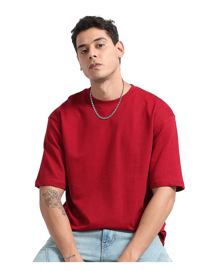 Oversized Red Streetwear Cotton T-Shirt