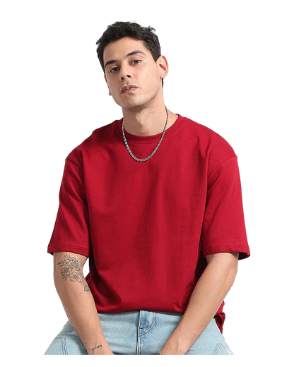 Oversized Red Streetwear Cotton T-Shirt