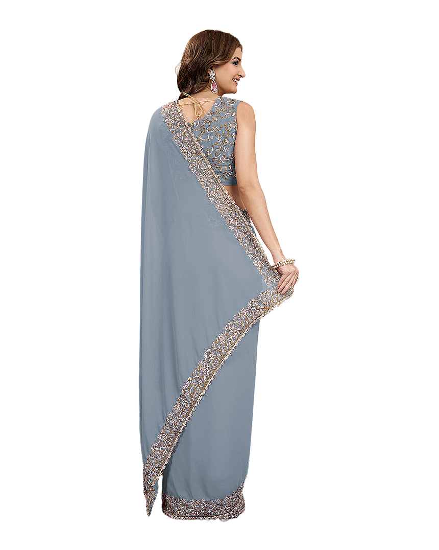 Embroidered Border Designer Saree