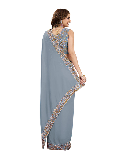 Embroidered Border Designer Saree