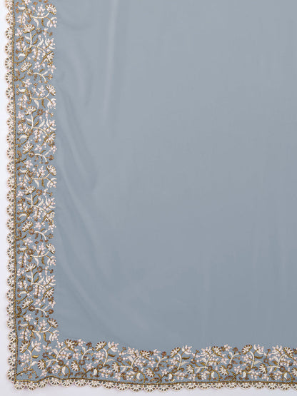 Embroidered Border Designer Saree
