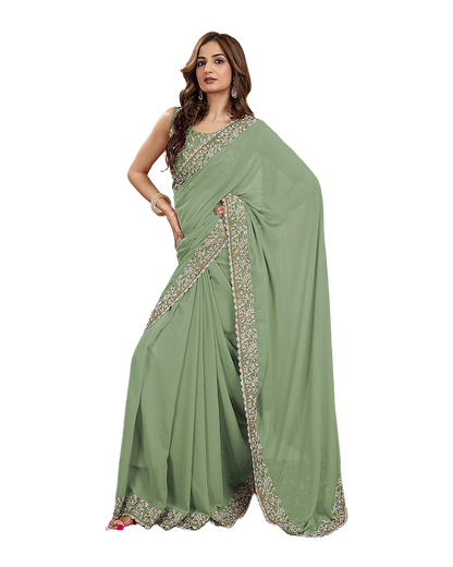 Embroidered Border Designer Saree