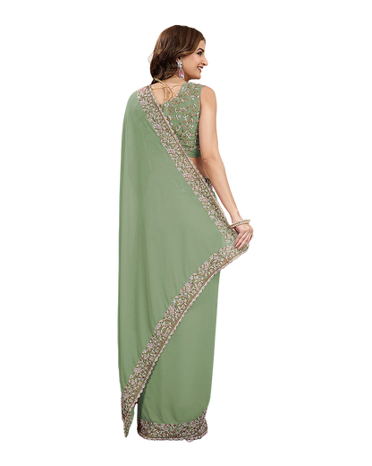 Embroidered Border Designer Saree