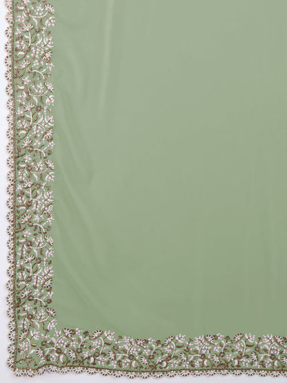 Embroidered Border Designer Saree