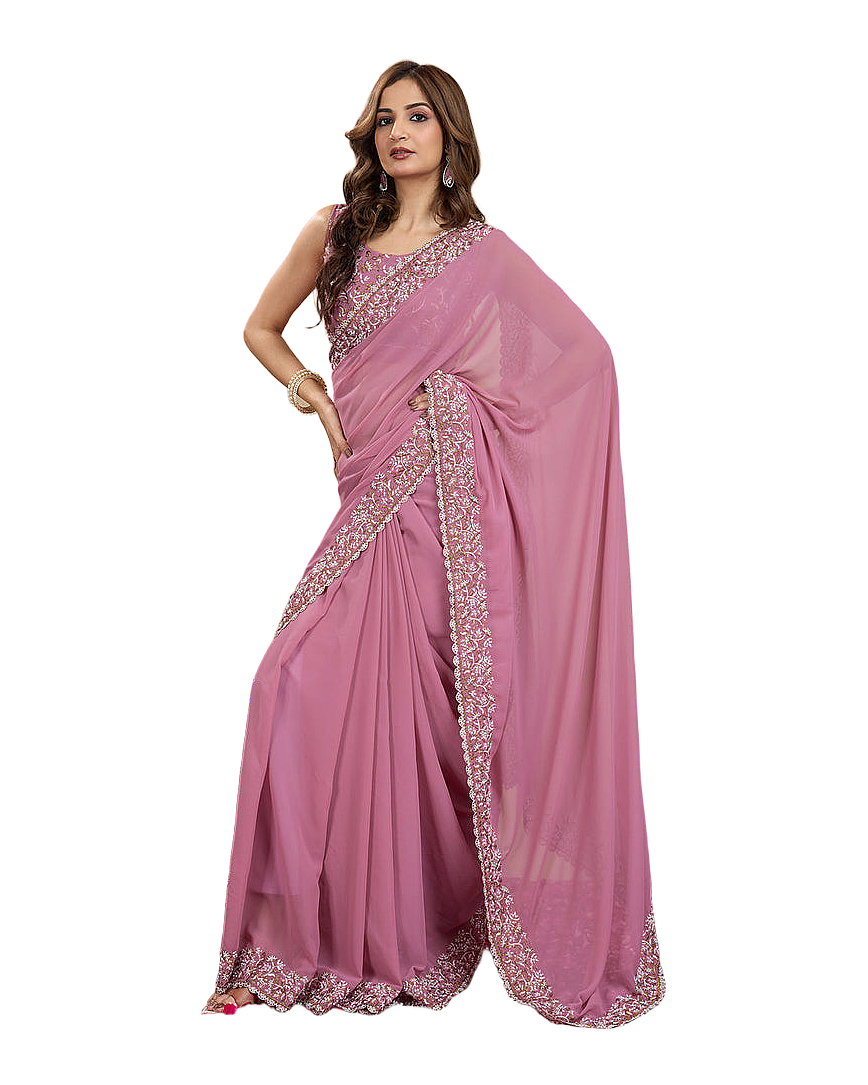 Embroidered Border Designer Saree