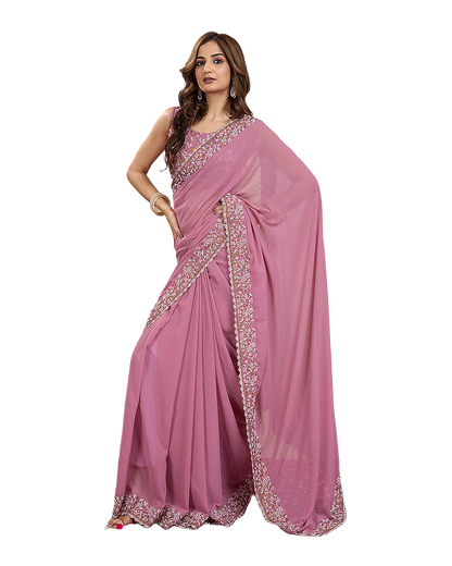 Embroidered Border Designer Saree