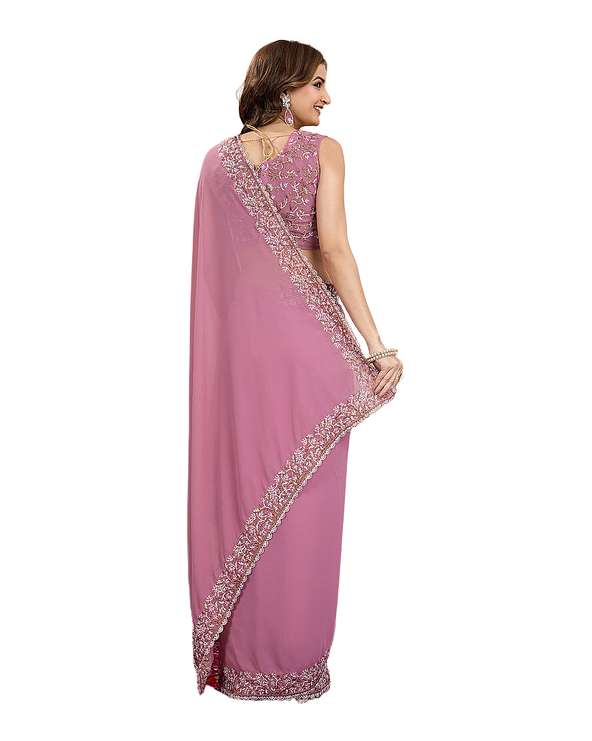 Embroidered Border Designer Saree