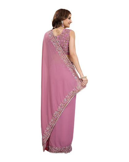 Embroidered Border Designer Saree