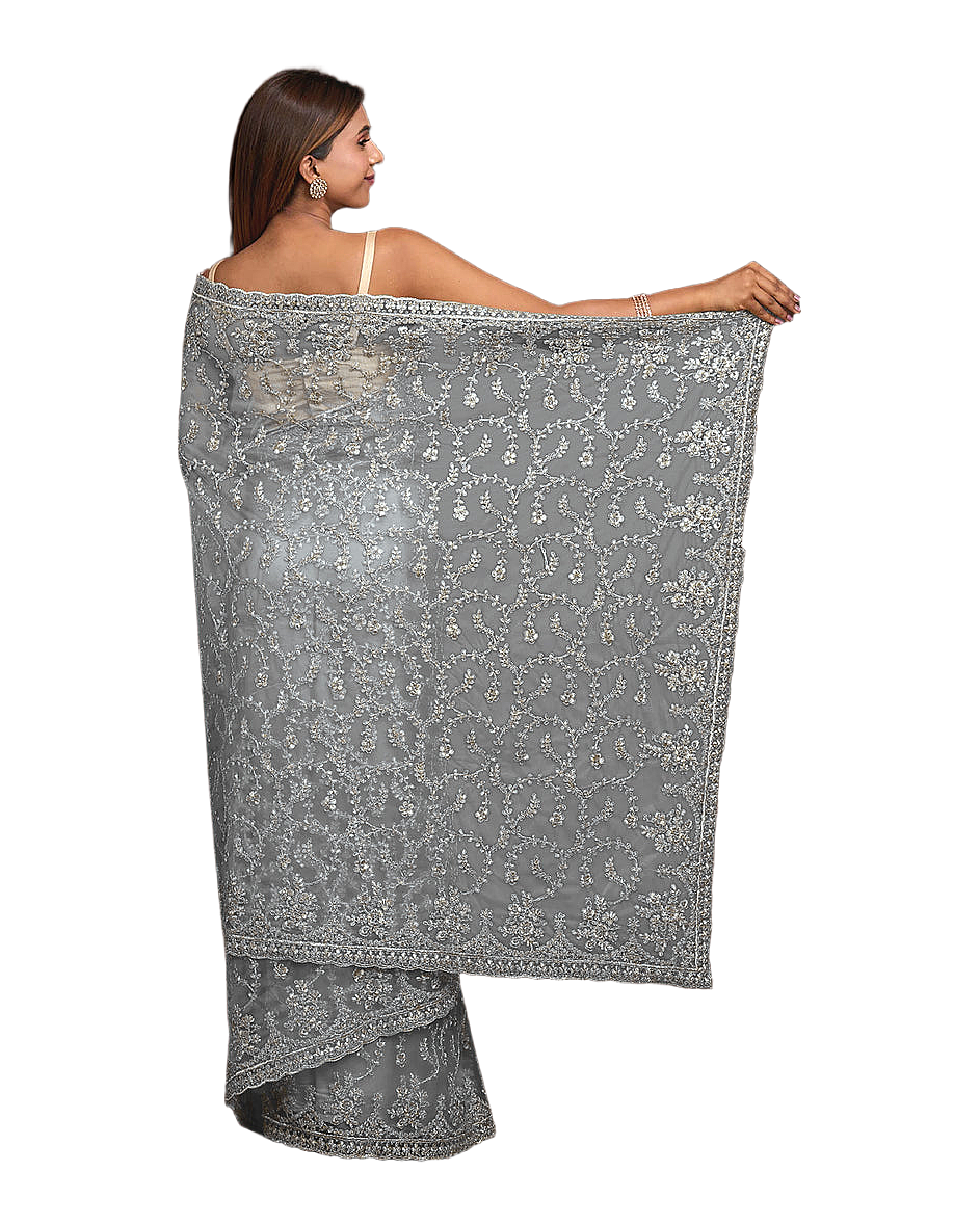 All Over Floral Embroidered Designer Saree