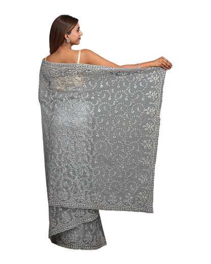 All Over Floral Embroidered Designer Saree