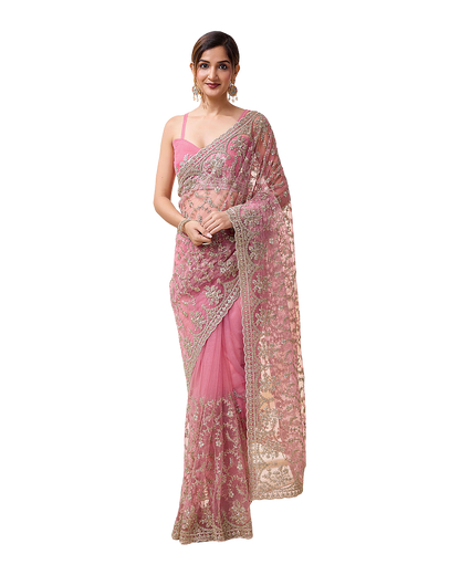 All Over Floral Embroidered Designer Saree