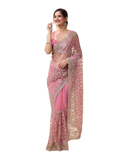 All Over Floral Embroidered Designer Saree