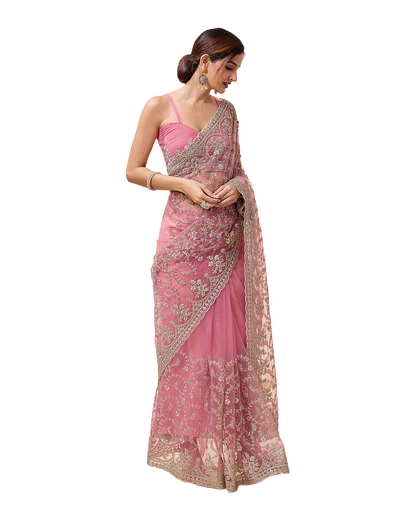 All Over Floral Embroidered Designer Saree