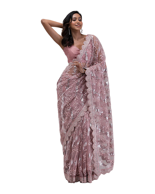 Scalloped Lace Embroidered Saree