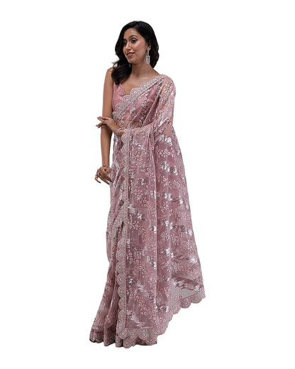 Scalloped Lace Embroidered Saree