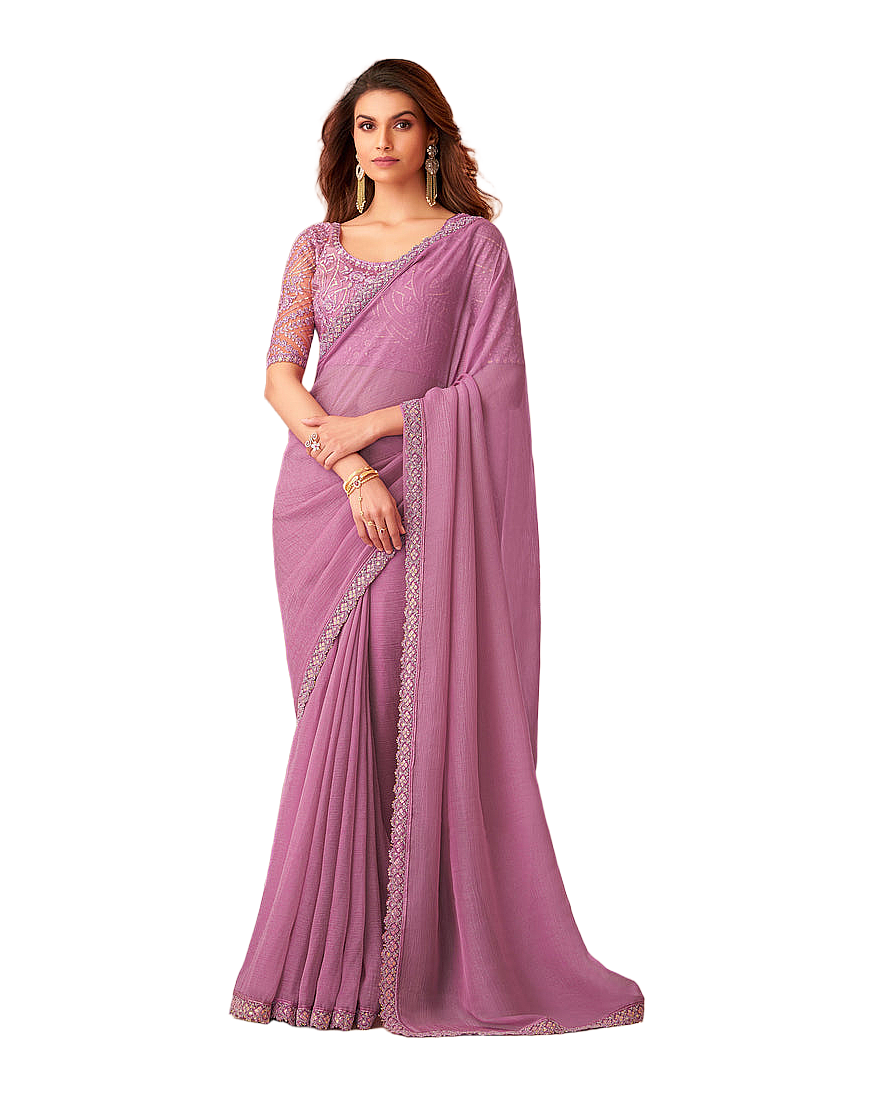 Embroidered Border Party Saree