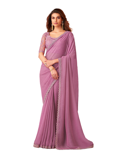 Embroidered Border Party Saree