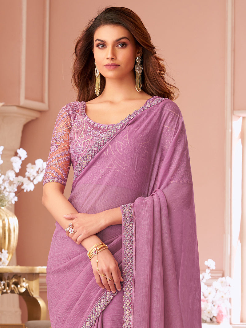 Embroidered Border Party Saree